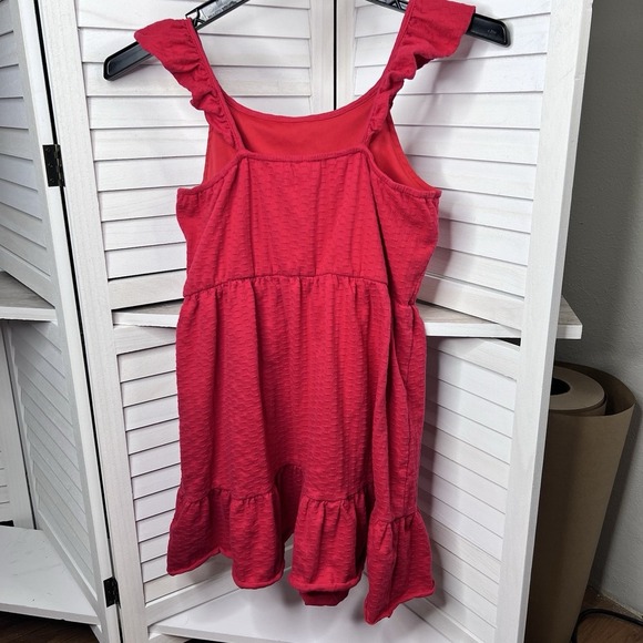 Zunie Girls Sundress Sleeveless, Ruffled, Textured, Lined Red Size Large 14/16‎ - Picture 3 of 5